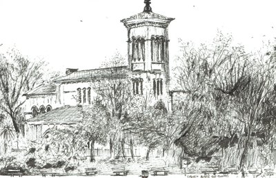 Igreja do outro lado do Tâmisa, 2004, (tinta sobre papel) de Vincent Alexander Booth