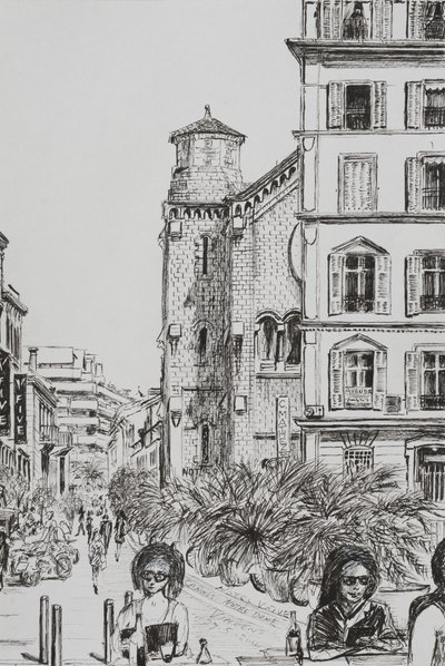 Hotel 5 e Notre Dame Cannes, 2014, (tinta no papel) de Vincent Alexander Booth