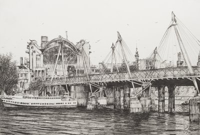 Hungerford Bridge London, 2006, (tinta sobre papel) de Vincent Alexander Booth