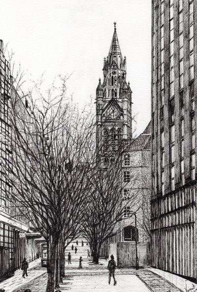 Manchester Town Hall de Deansgate, 2007, (tinta no papel) de Vincent Alexander Booth