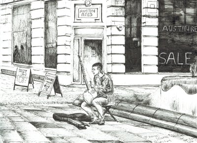 Músico St. Anns Square, 2016, (tinta no papel) de Vincent Alexander Booth