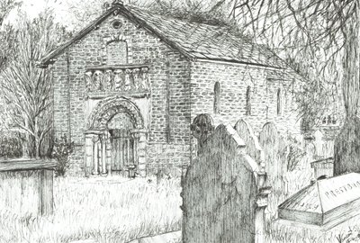 Igreja Velha, Prestbury, 2009, (tinta no papel) de Vincent Alexander Booth
