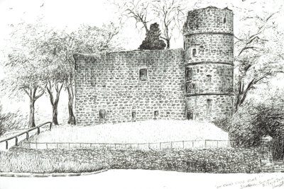 Ruína em Strathaven, 2012, (tinta no papel) de Vincent Alexander Booth