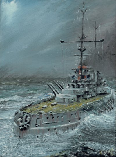 SMS Friedrich o Grande na Jutlândia 1916, 2016, (óleo sobre tela) de Vincent Alexander Booth