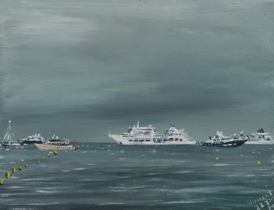 Navios e barcos em Cannes, 2014, (acrílico sobre tela) de Vincent Alexander Booth