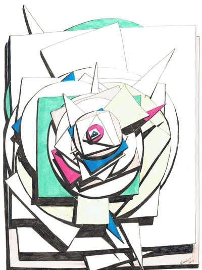 Stacked, 2017, (tinta colorida sobre papel) de Vincent Alexander Booth