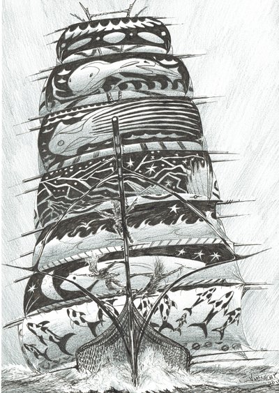 Storm Creators Red Sea, 2017, (Tinta no papel) de Vincent Alexander Booth
