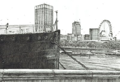 O arco preto no Tamisa, 2006, (tinta no papel) de Vincent Alexander Booth