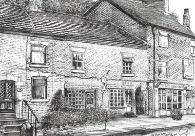 A livraria em Marple Bridge, 2017, (tinta no papel) de Vincent Alexander Booth