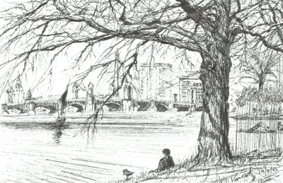 O rio Charles, em Boston. 2003, (tinta no papel) de Vincent Alexander Booth