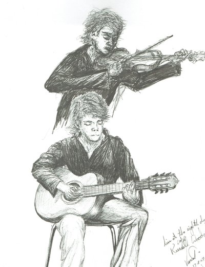 O Guitarrista e violinista do 8º dia do Café Manchester, 2007 de Vincent Alexander Booth