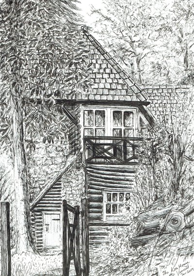 The Log House, 2019, (tinta no papel) de Vincent Alexander Booth