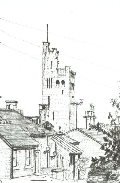 Torre em Knutsford, 2003, (tinta no papel) de Vincent Alexander Booth