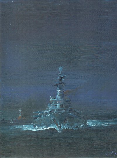 USS Washington avista Kirishima no radar em Guadalcanal 1942, 2019 de Vincent Alexander Booth