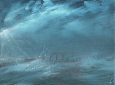 US Destroyer em uma tempestade no mar 1917, 2019 de Vincent Alexander Booth