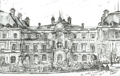 Jardim do Luxemburgo Paris, 2003, (Tinta sobre papel) de Vincent Alexander Booth