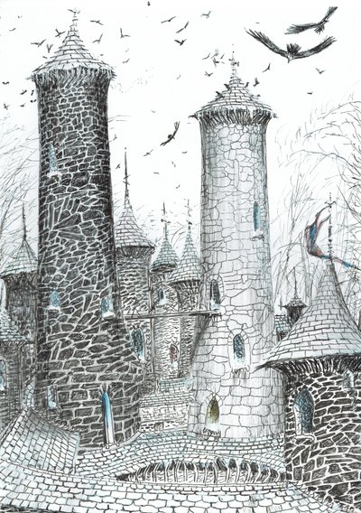page9, O Castelo na Floresta de Findhorn, 2006, (tinta no papel) de Vincent Alexander Booth