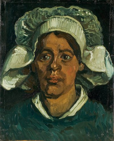 Cabeça de camponesa de capuz branco, 1884-1885. de Vincent van Gogh