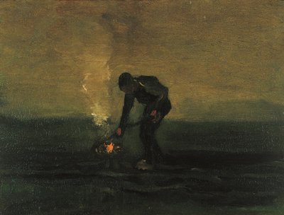 Camponês queimando ervas daninhas, 1883. de Vincent van Gogh