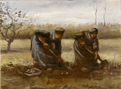 Duas camponesas cavando batatas, 1885. de Vincent van Gogh
