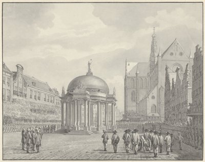 A tomada de posse das Regras de Governo sobre o Grote Markt em Haarlem, 5 de Setembro de 1787 de Vincent Jansz. van der Vinne