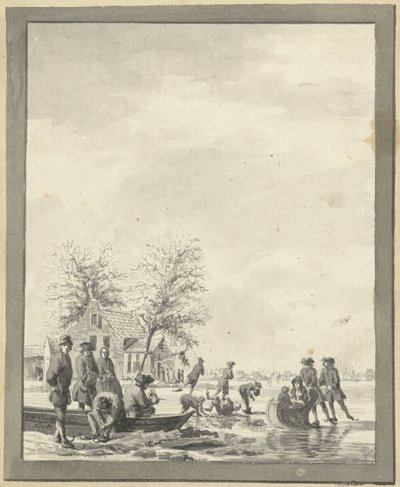 Entretenimento de gelo no Buiten Spaarne perto de Haarlem no Herberg de Vincent Jansz. van der Vinne