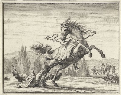 O homem cai de um cavalo de Vincent Laurensz. van der Vinne (II)