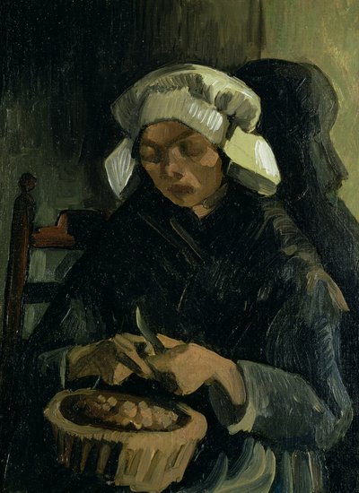 Um camponês de Neunen descascando batatas, 1885 de Vincent van Gogh