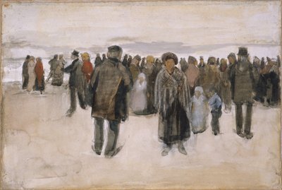 Praia de Scheveningen / Pessoas a passear na praia de Vincent van Gogh