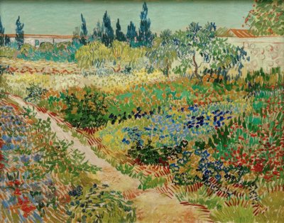 Jardim florescendo com caminho de Vincent van Gogh