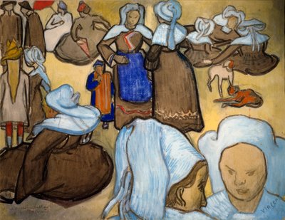 Breton Women Watercolour de Vincent Van Gogh (1853-1890). Dim. 48x67 cm Milão, Galleria d