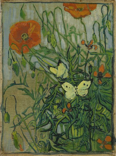 Borboletas e papoilas de Vincent van Gogh