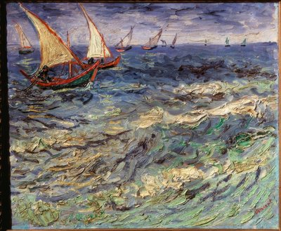 Barcos de pesca em Saintes-Maries de Vincent van Gogh