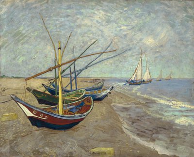 Barcos de pesca na praia de Saintes-Maries-de-la-Mer de Vincent van Gogh