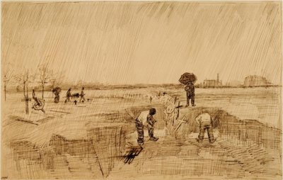 Cemitério na chuva de Vincent van Gogh