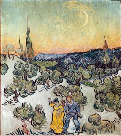 Paisagem ao anoitecer (Saint Remy ou Saint-Remy). Pintura de Vincent Van Gogh (1853-1890) de Vincent van Gogh