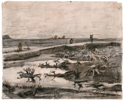 Paisagem com troncos de turfa (Trabalhos no campo) de Vincent van Gogh
