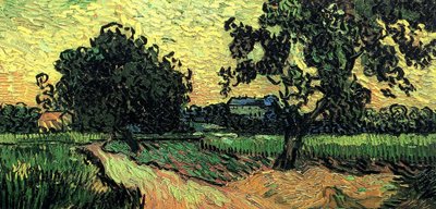 Paisagem do castelo de Auvers ao pôr do sol de Vincent van Gogh