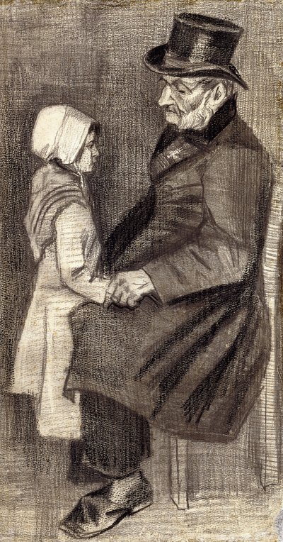 Homem sentado com menina; Homem sentado com Fillete, 1882 de Vincent van Gogh