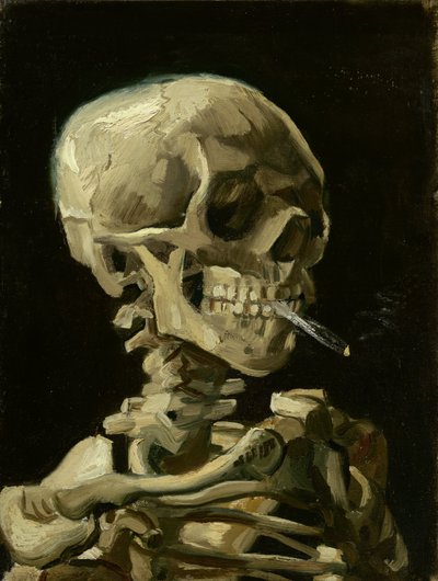 Crânio de um Esqueleto com Cigarro Ardente, c.1886 (óleo sobre tela) de Vincent van Gogh