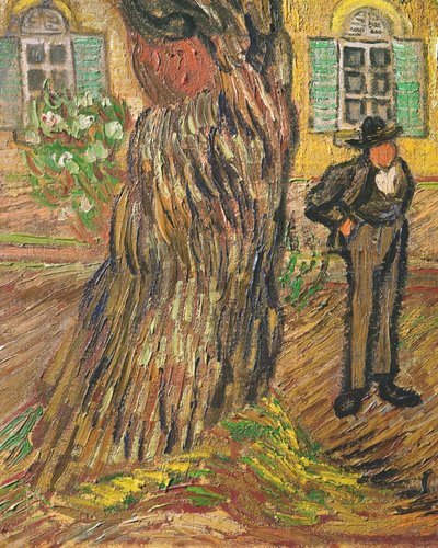 St. Pauls Hospital, St. Remy, detalhe do homem e da árvore, 1889 óleo sobre tela detalhe de 36527 de Vincent van Gogh