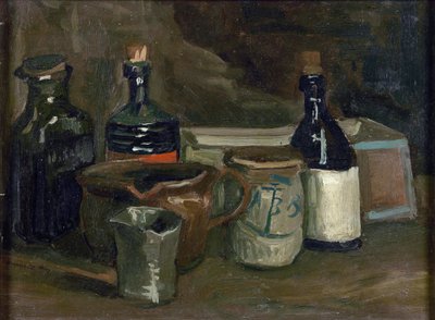 Natureza morta com garrafas e cerâmica par Gogh, Vincent, van (1853-1890). Óleo sobre tela, tamanho : 31,5x41,8 de Vincent van Gogh