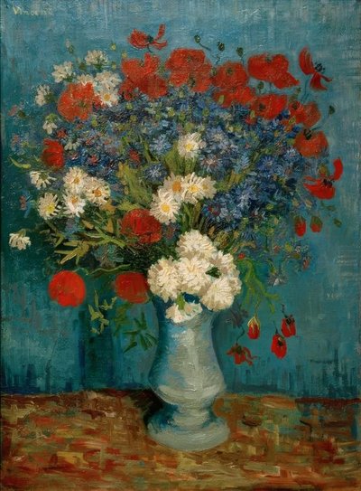 Natureza morta: vaso com flores e papoilas de Vincent van Gogh