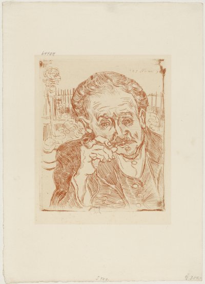 O Homem do Cachimbo (Retrato do Dr. Paul Gachet), c.1890-1909 (água-forte sobre papel) de Vincent van Gogh