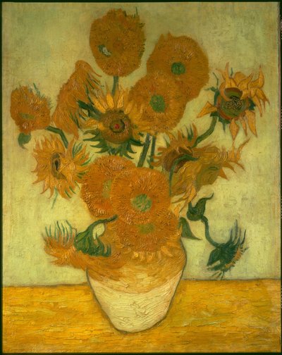 Quatro dez girassóis em um vaso de Vincent van Gogh