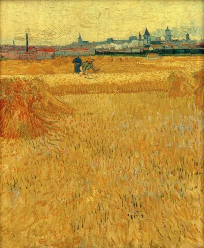 Campo de trigo com vista para Arles de Vincent van Gogh