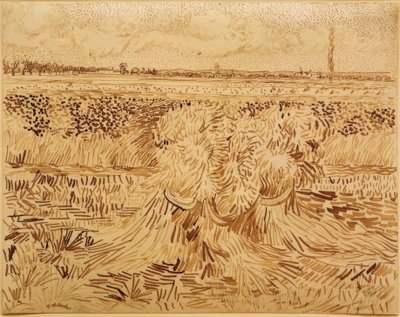 Campo de trigo com feixe de grãos de Vincent van Gogh