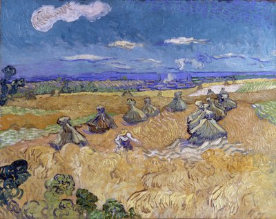 Campo de trigo com roldanas e ceifeira de Vincent van Gogh