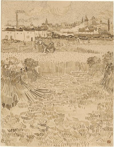 Arles. Vista dos campos de trigo (1888) de Vincent van Gogh