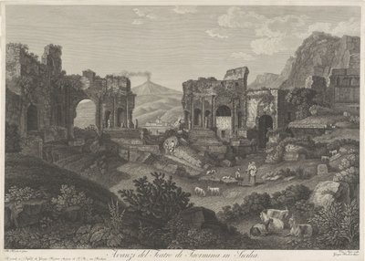 Teatro de Taormina Sobras do teatro de Taormina na Sicília (título no objeto) de Vincenzo Alloja